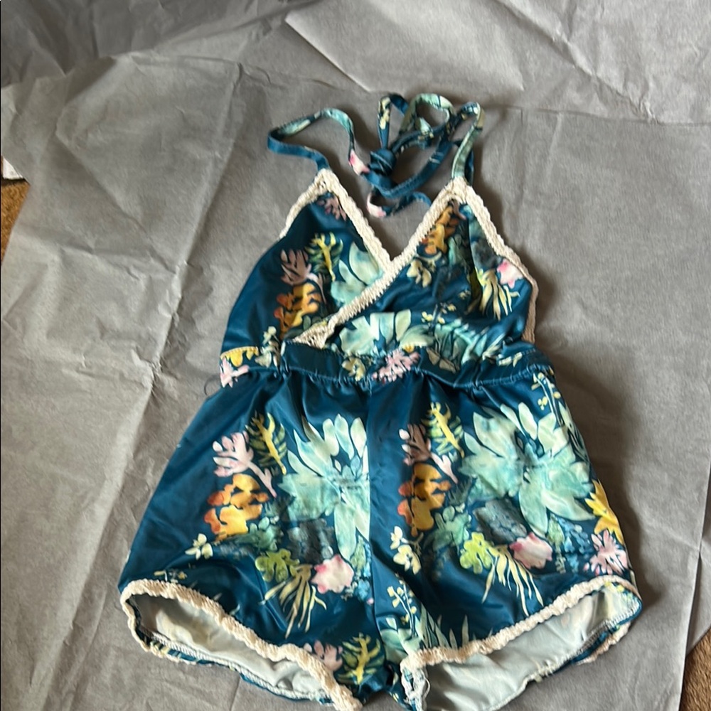 Floral Kids Romper - Blue